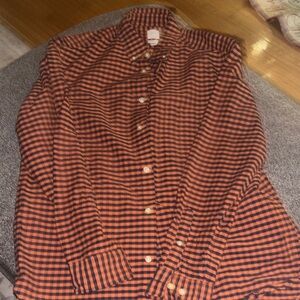 H&M Men's Orange and Bluish black Plaid Shirt